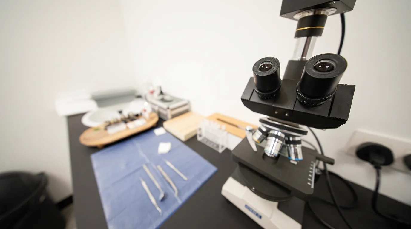Microscope pour les soins d'endodontie au cabinet White & Care à Anderlecht